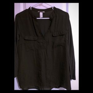 H&M green sheer shirt
